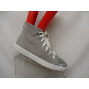 Steve Madden Womens Gray Suede Zip Lace Embossed Lizard Ankle Boots Size 9 B GUC